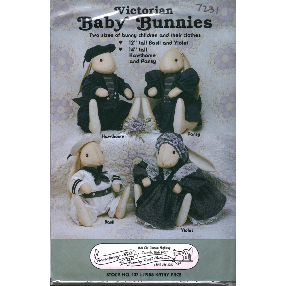 Gooseberry Hill Victorian Baby Bunnies Sewing Pattern Kathy Pace 7231 Vintage